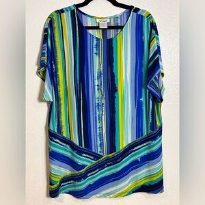 Serengeti Multicolor Striped Women's Blouse Size 2X